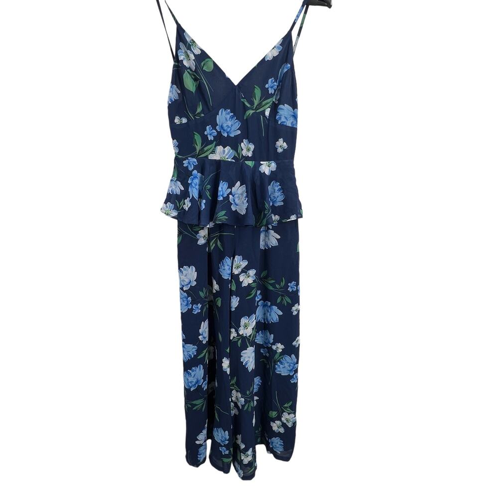Yumi Kim Blue Floral Jumpsuit Lightweight Sleeveless Peplum XS New